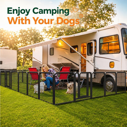 Yaheetech Dog Playpen 24In 16 Panels Pet Fence for Indoor Yard RV Camping | Easy Setup, Heavy Duty Rustproof Frame with Secure Latch Door, DIY Layouts,Foldable Storage, for Puppies & Small Dogs
