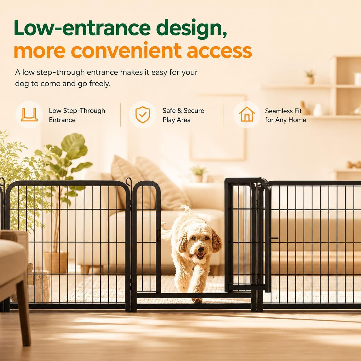 Yaheetech Dog Playpen 24In 16 Panels Pet Fence for Indoor Yard RV Camping | Easy Setup, Heavy Duty Rustproof Frame with Secure Latch Door, DIY Layouts,Foldable Storage, for Puppies & Small Dogs