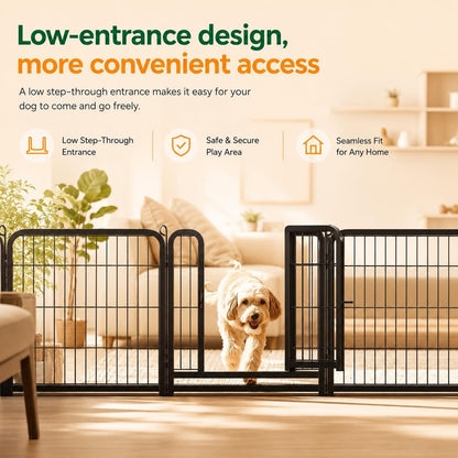 Yaheetech Dog Playpen 24In 16 Panels Pet Fence for Indoor Yard RV Camping | Easy Setup, Heavy Duty Rustproof Frame with Secure Latch Door, DIY Layouts,Foldable Storage, for Puppies & Small Dogs