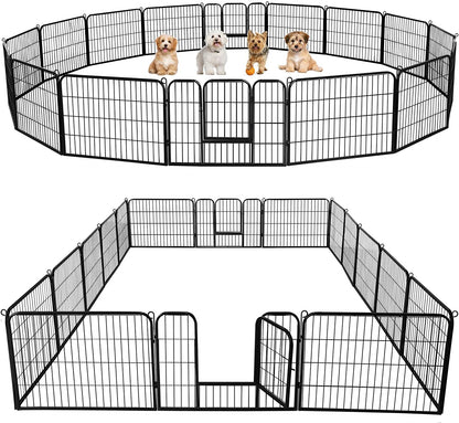 Yaheetech Dog Playpen 24In 16 Panels Pet Fence for Indoor Yard RV Camping | Easy Setup, Heavy Duty Rustproof Frame with Secure Latch Door, DIY Layouts,Foldable Storage, for Puppies & Small Dogs